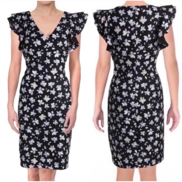 TOMMY HILFIGER Floral Flutter Sleeve Sheath Dress NWT Size 8 - Picture 1 of 13